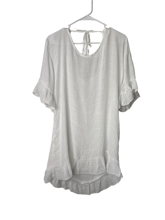 SHEIN Tops - Women’s White Sheer Victorian Swimsuit Coverup Knee Length Beach Dress Vacation